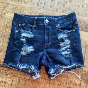 American Eagle High Rise Shortie Denim Shorts